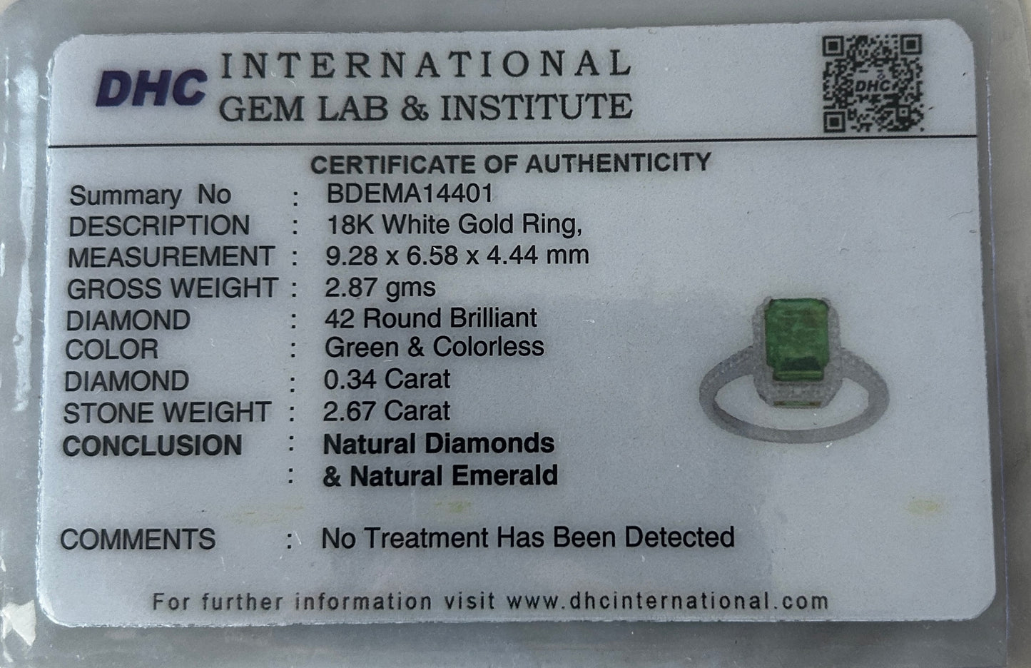 Beautiful 2.67ct Natural Columbian Emerald With Natural Diamonds & 18k Gold