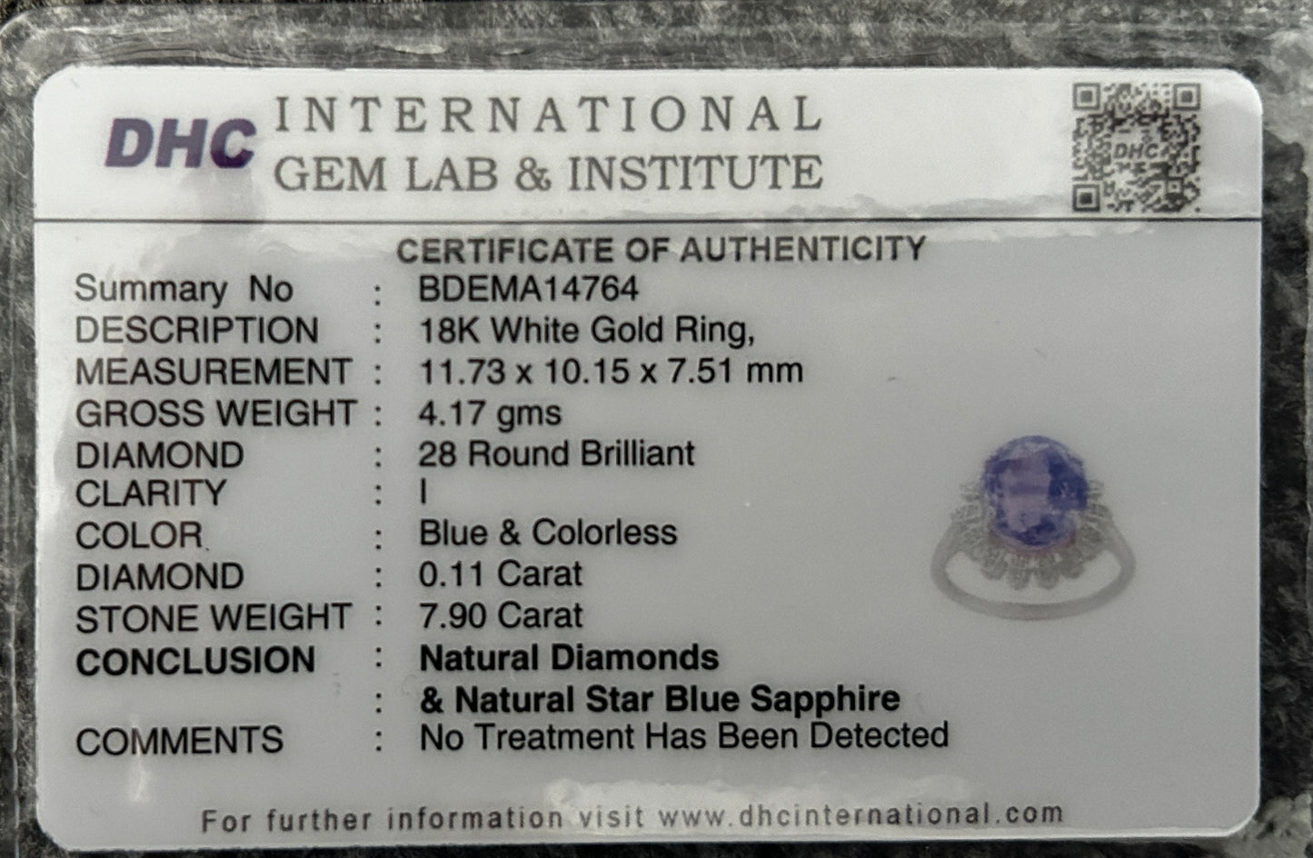 Beautiful 7.90CT Unheated Ceylon Blue Sapphire With Natural Diamonds & 18k Gold