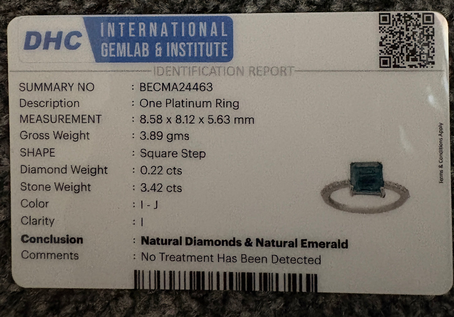 Beautiful 3.42 CT Natural Emerald Ring With Natural Diamonds & Platinum 950