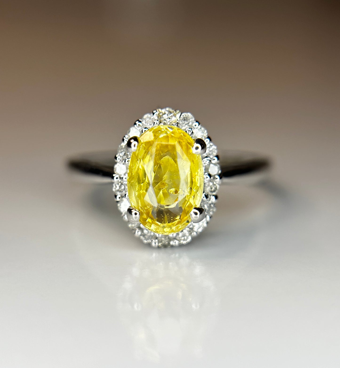 Beautiful 2.09 CT Unheated Yellow Sapphire With Natural Diamonds & 18k Gold