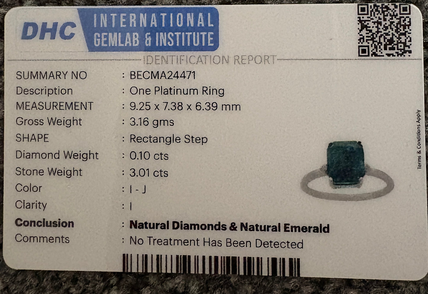 Beautiful 3.01 CT Natural Emerald Ring With Natural Diamonds & Platinum 950