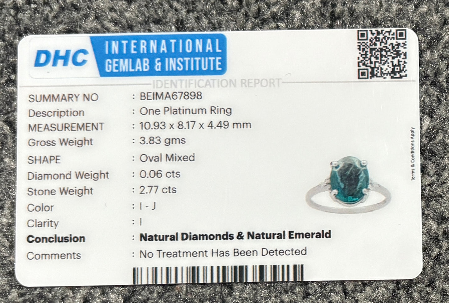 Beautiful 2.77 CT Natural Emerald Ring With Natural Diamonds & Platinum 950