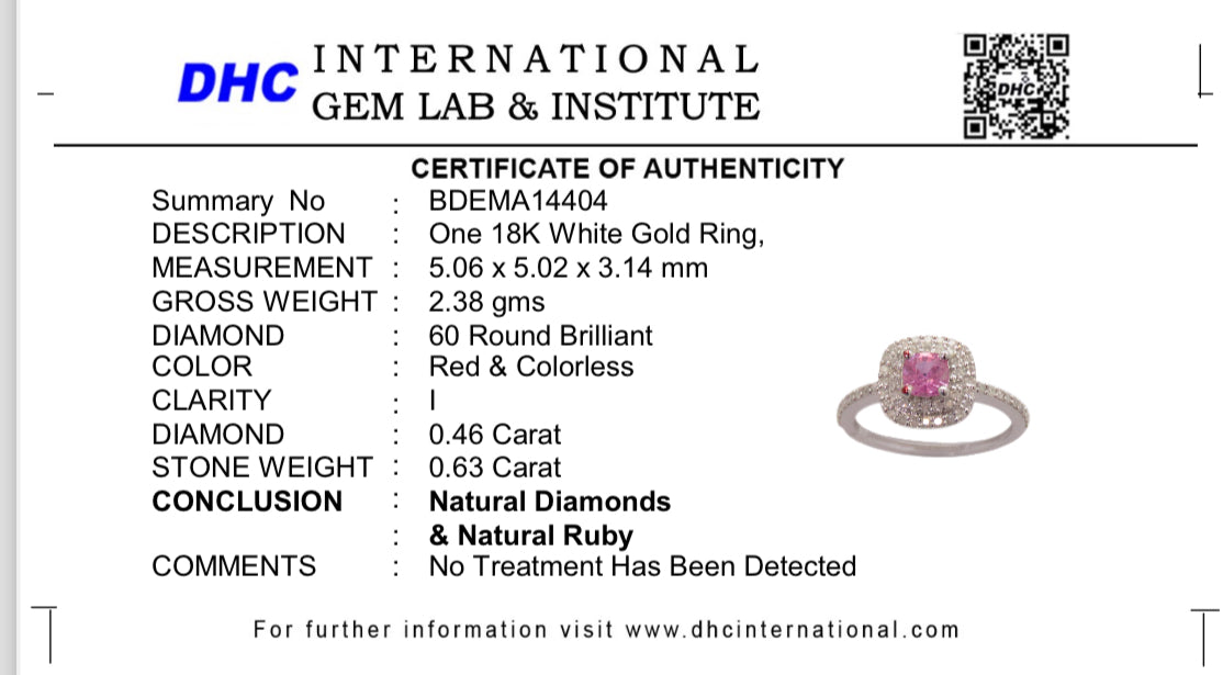 Beautiful 0.63 CT Unheated Ceylon Pink Sapphire With Natural Diamonds & 18k Gold