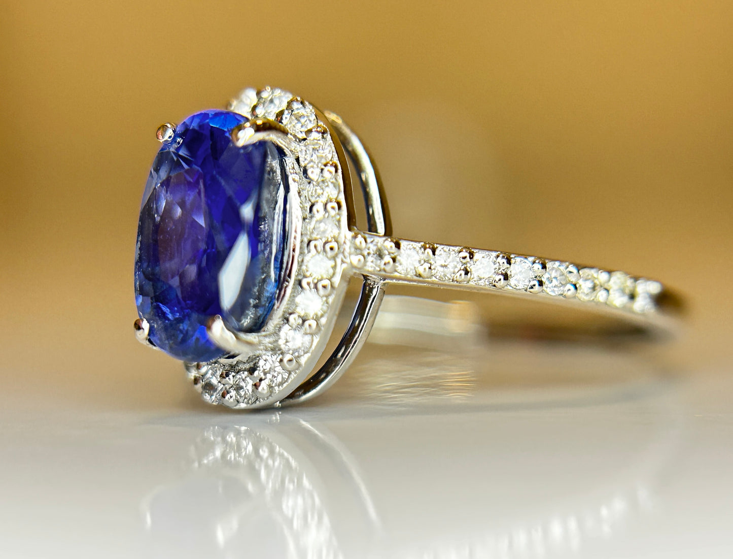 Beautiful 2.24 CT Unheated Burma Blue Sapphire Diamonds & 950 Platinum