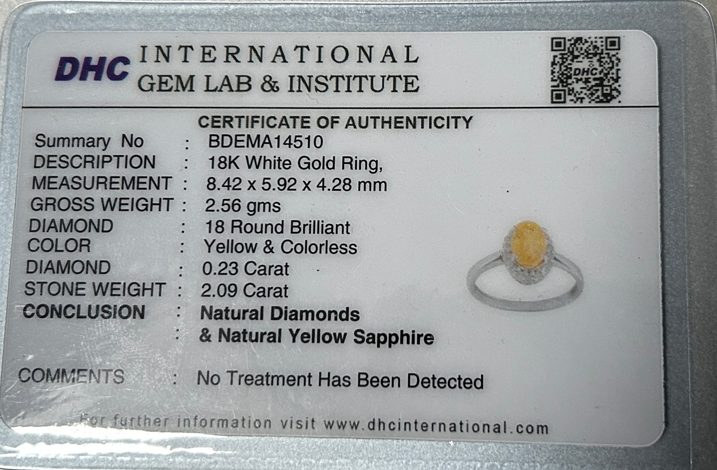 Beautiful 2.09 CT Unheated Yellow Sapphire With Natural Diamonds & 18k Gold