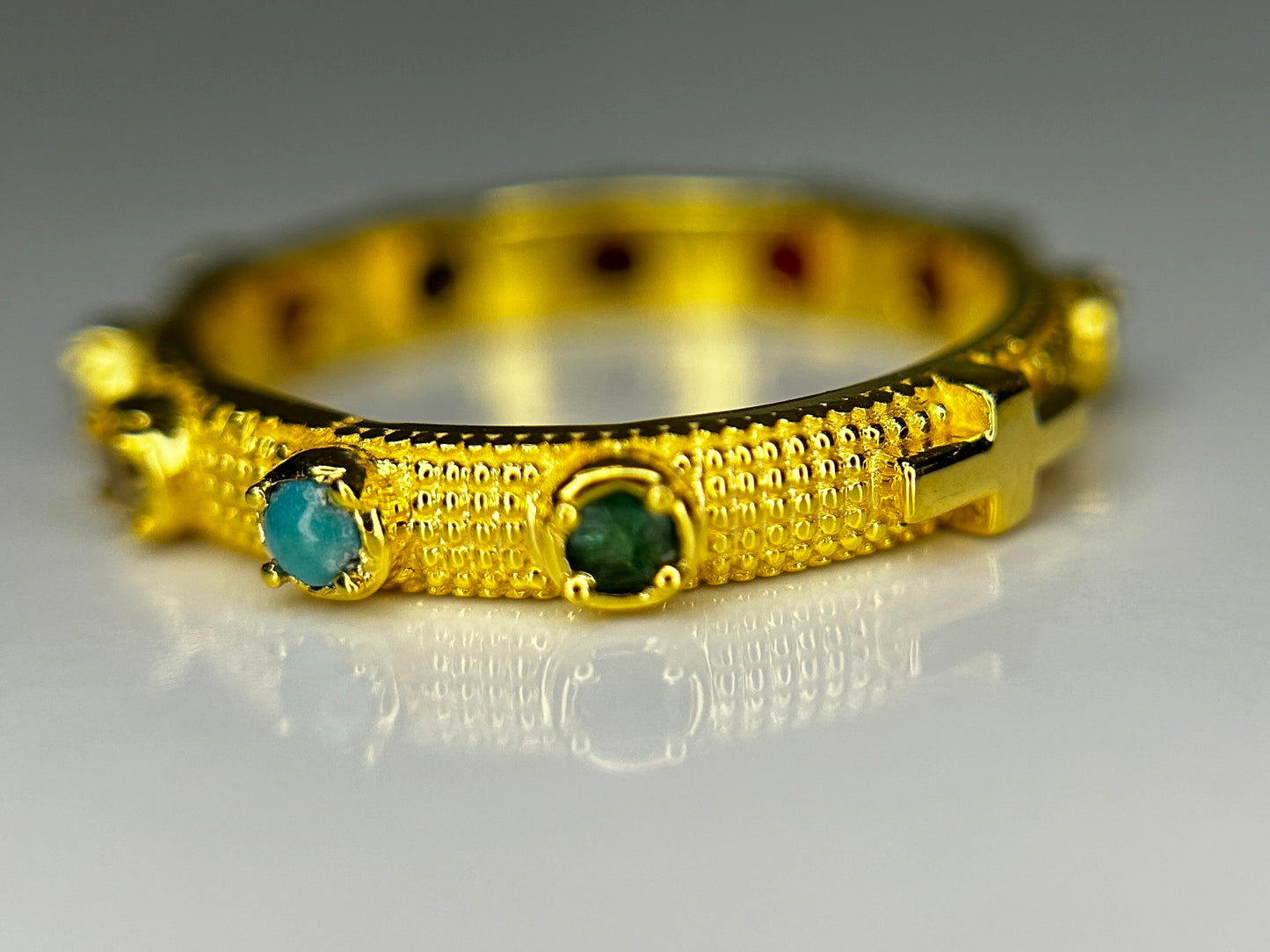 Beautiful Natural Multi Gemstone Rosary & 18k Gold