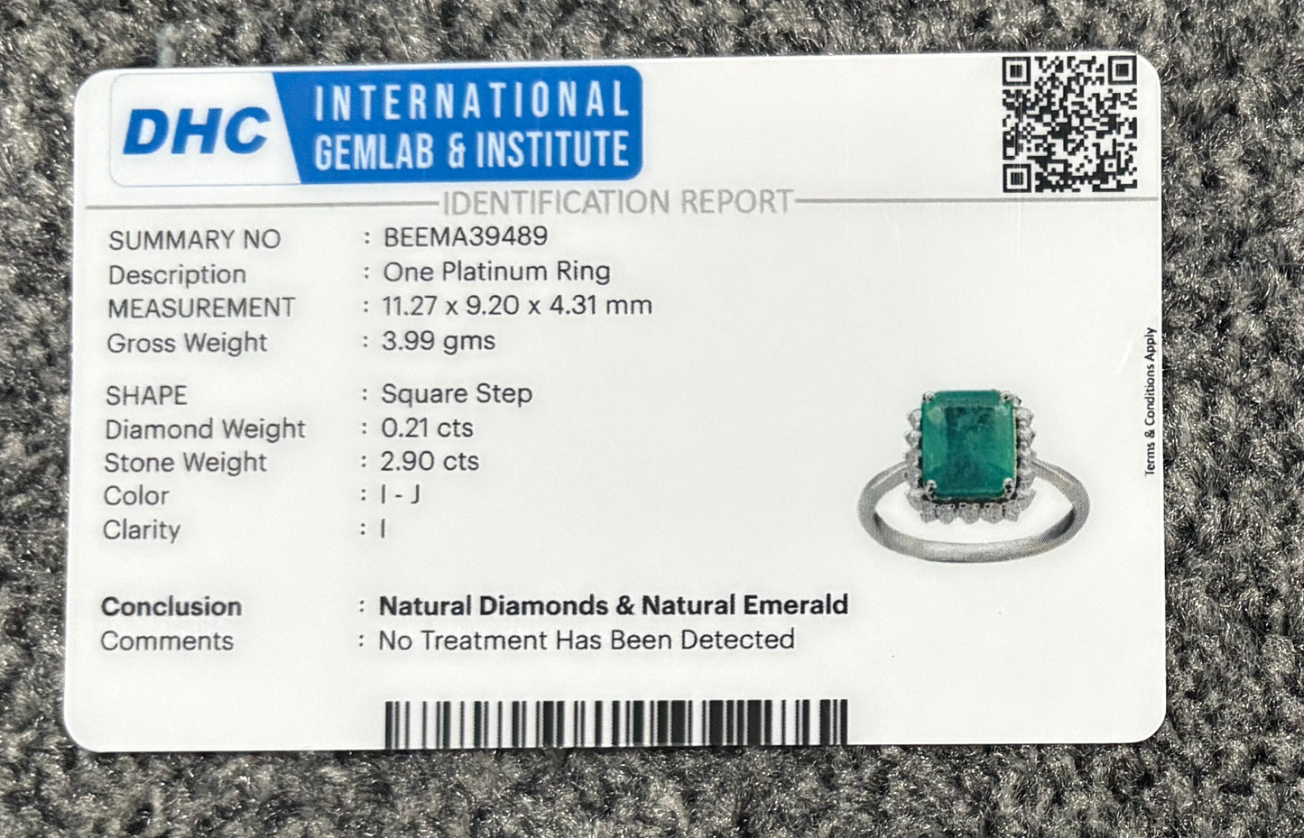 Beautiful 2.90 CT Natural Emerald Ring With Natural Diamonds & Platinum 950