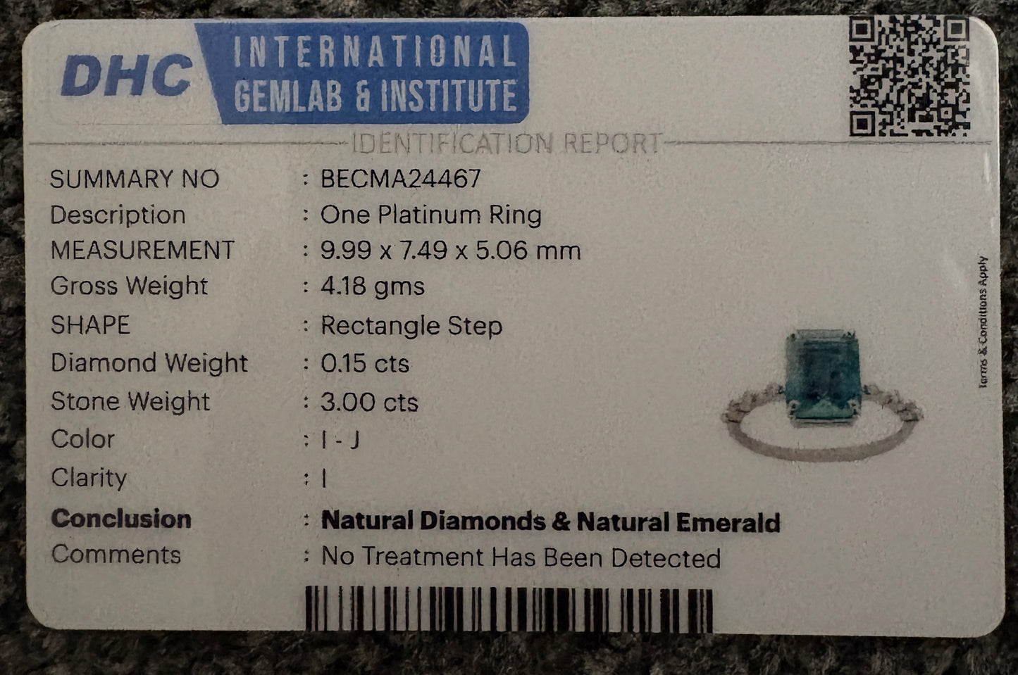 Beautiful 3.00 CT Natural Emerald Ring With Natural Diamonds & Platinum 950
