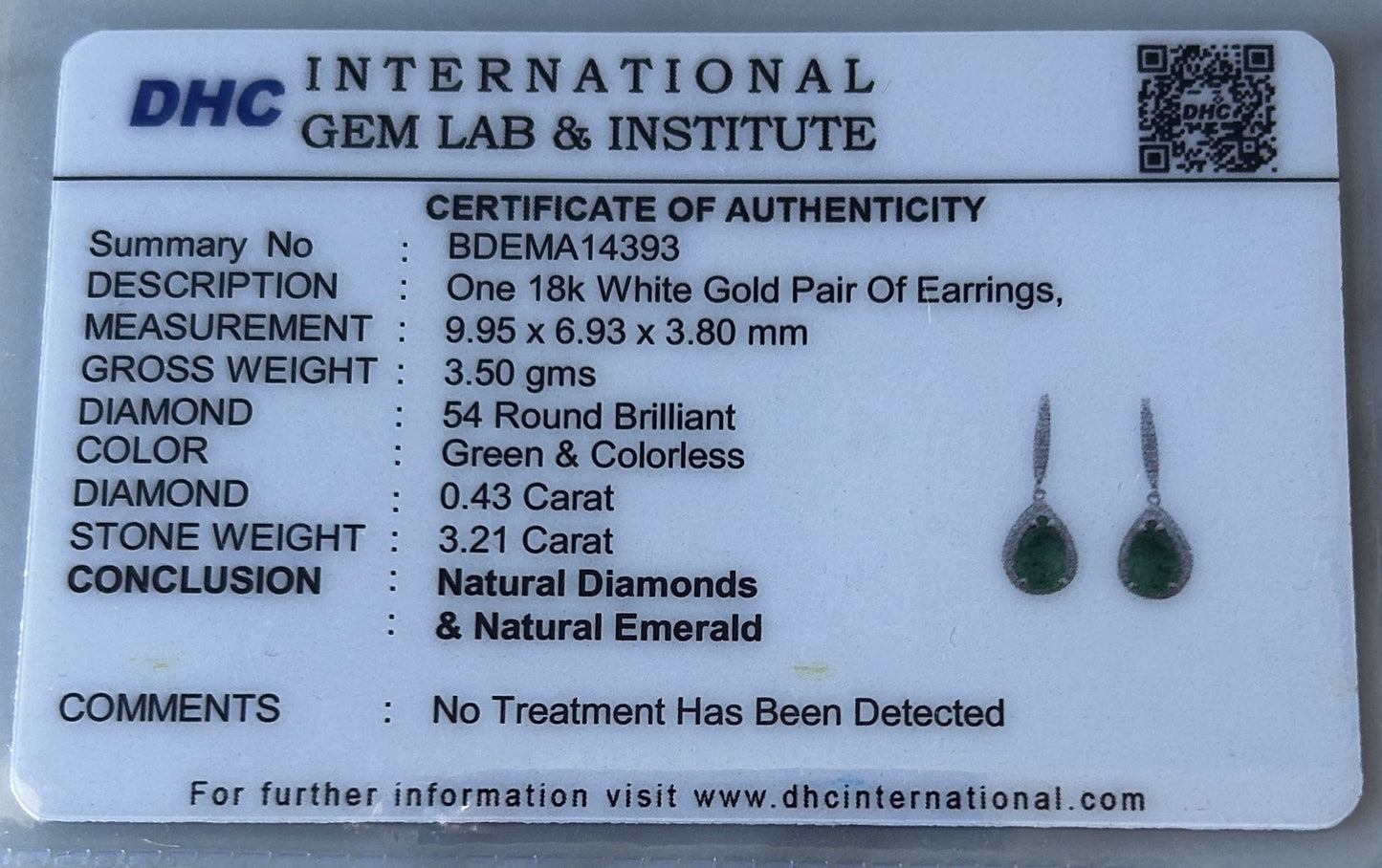 Beautiful 3.21ct Natural Emerald Earrings With Natural Diamonds & 18k Gold