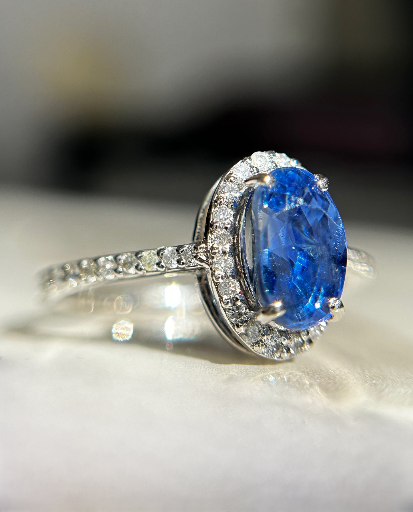 Beautiful 2.24 CT Unheated Burma Blue Sapphire Diamonds & 950 Platinum