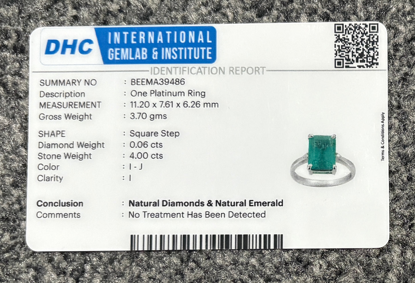 Beautiful 4.00 CT Natural Emerald Ring With Natural Diamonds & Platinum 950