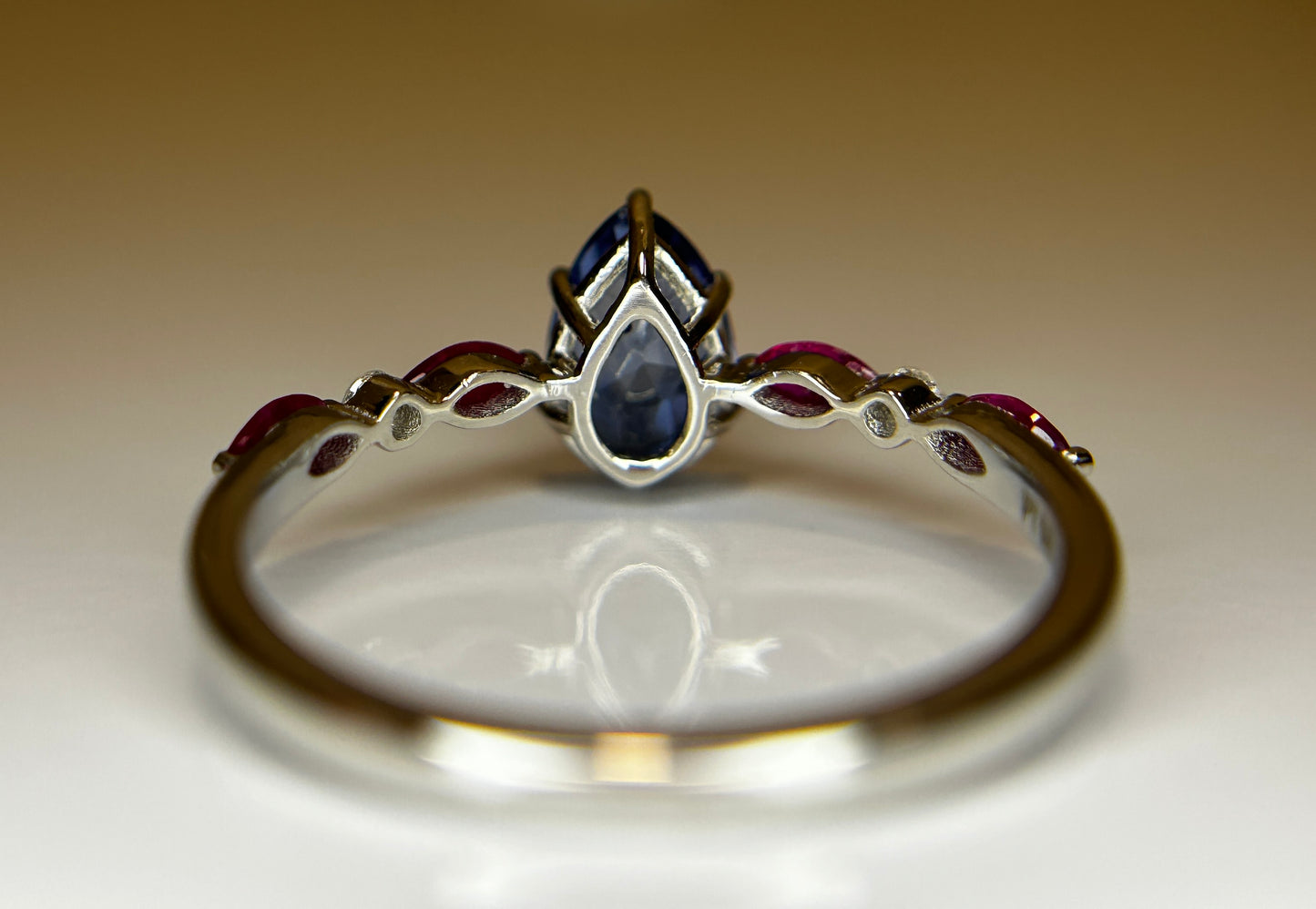 Beautiful 1.06 CT Unheated Burma Blue Sapphire With Burma Ruby, Natural Diamonds & 950 Platinum