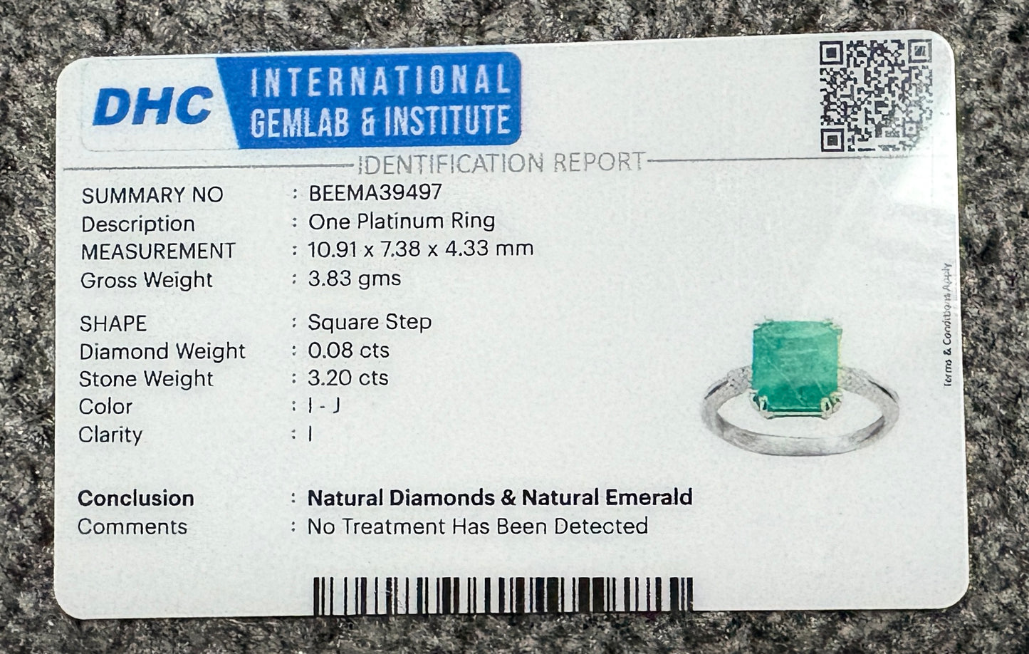 Beautiful 3.20 CT Natural Emerald Ring With Natural Diamonds & Platinum 950