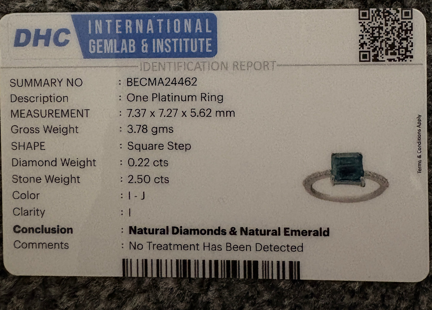 Beautiful 2.50 CT Natural Emerald Ring With Natural Diamonds & Platinum 950
