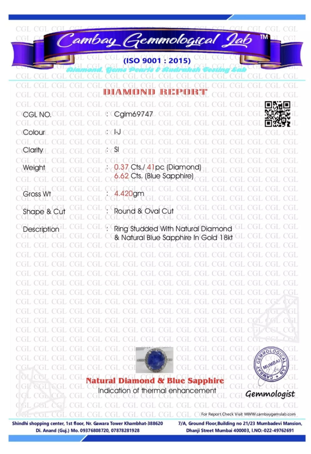 Beautiful 6.62 CT Natural Ceylon Cornflour Blue Sapphire Diamonds & 18k Gold