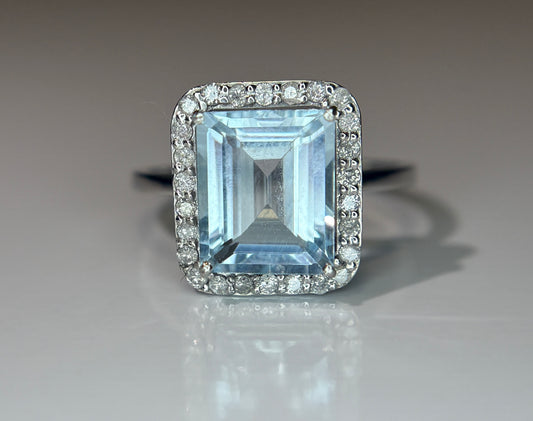 Beautiful 2.71 CT Natural Aquamarine Ring With Natural Diamonds & 950 Platinum