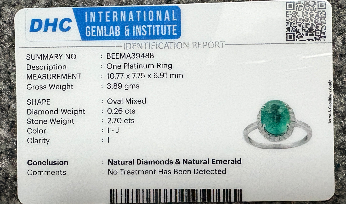 Beautiful 2.70 CT Natural Emerald Ring With Natural Diamonds & Platinum 950