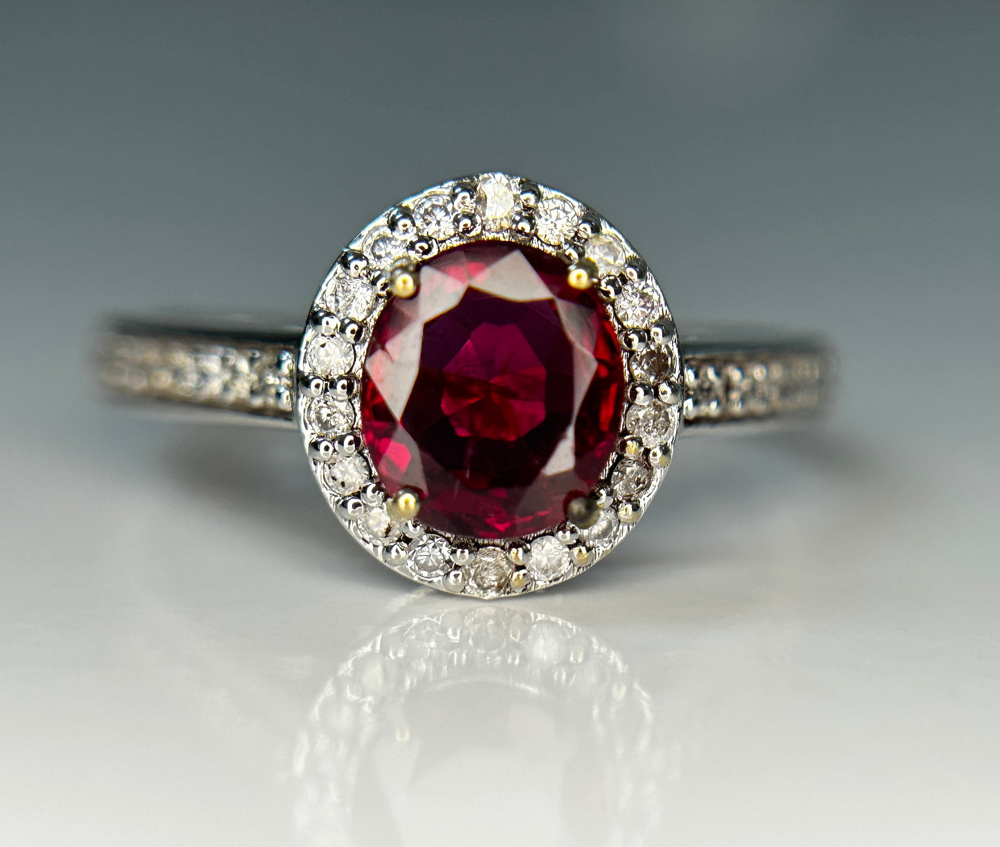 Natural Burma Ruby Unheated/Untreated With Natural Diamonds & 18k Gold