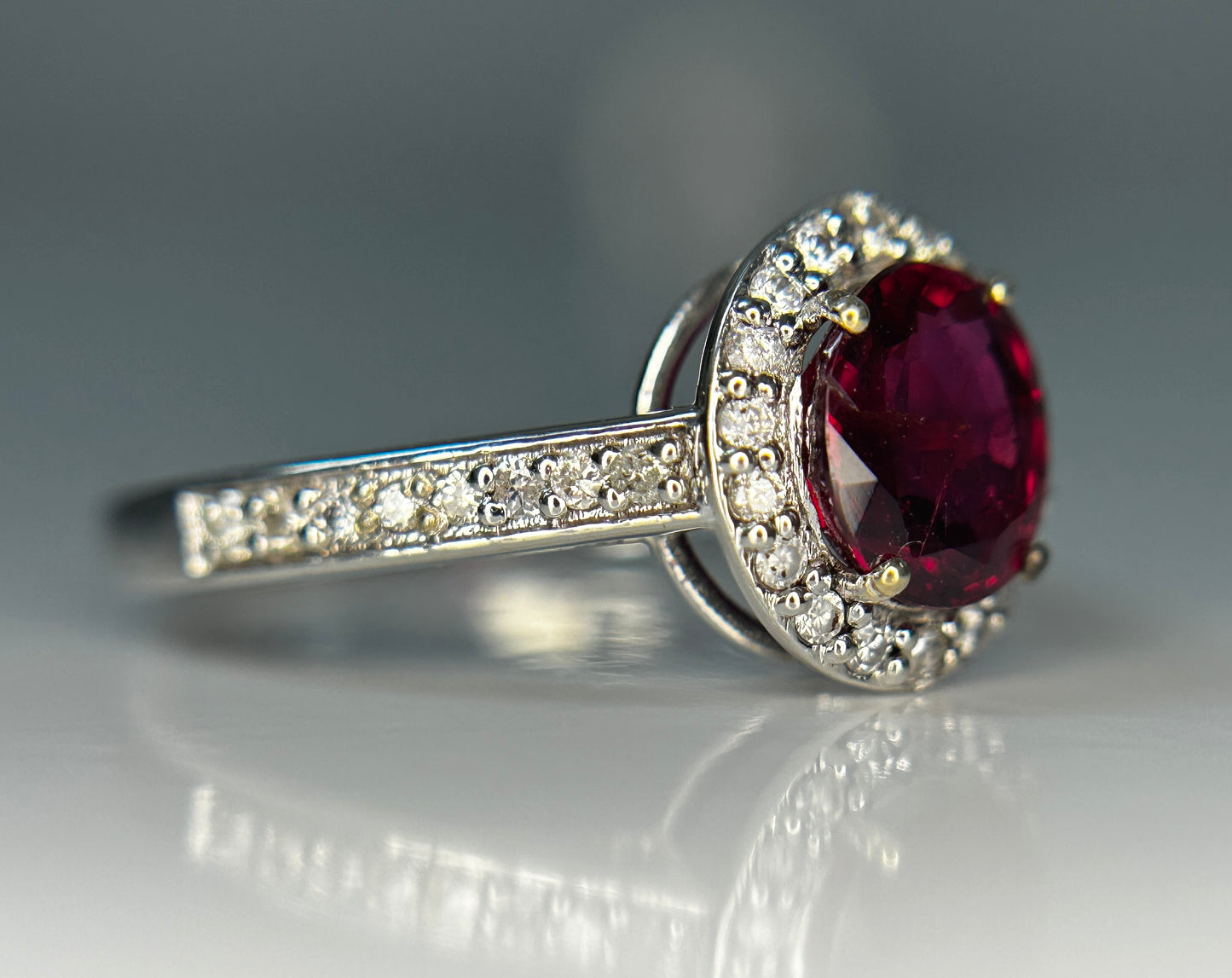 Natural Burma Ruby Unheated/Untreated With Natural Diamonds & 18k Gold