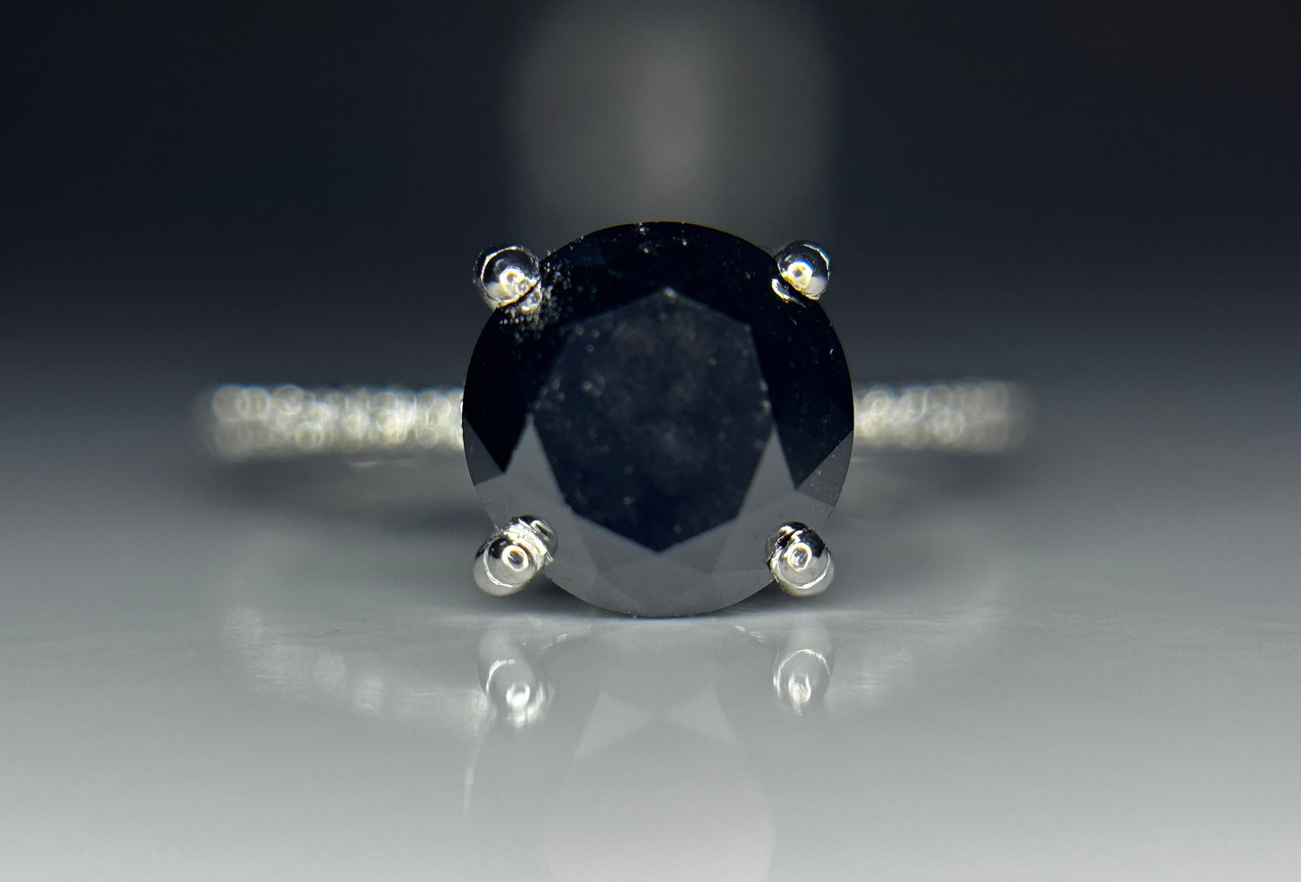 Beautiful Natural 2.78 CT Black Diamond Ring With Natural Diamonds & 18k Gold