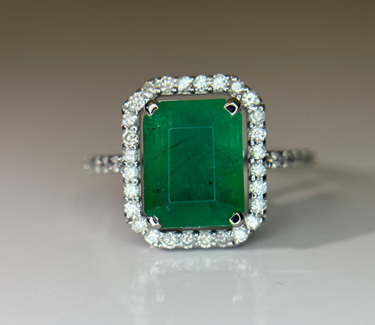 Beautiful 3.50 CT Natural Emerald Ring With Natural Diamonds & Platinum 950