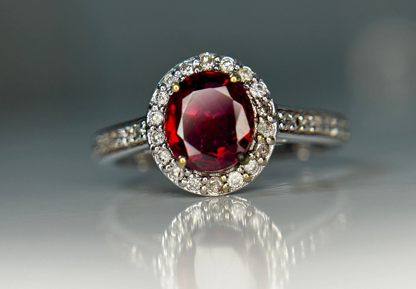 Natural Burma Ruby Unheated/Untreated With Natural Diamonds & 18k Gold