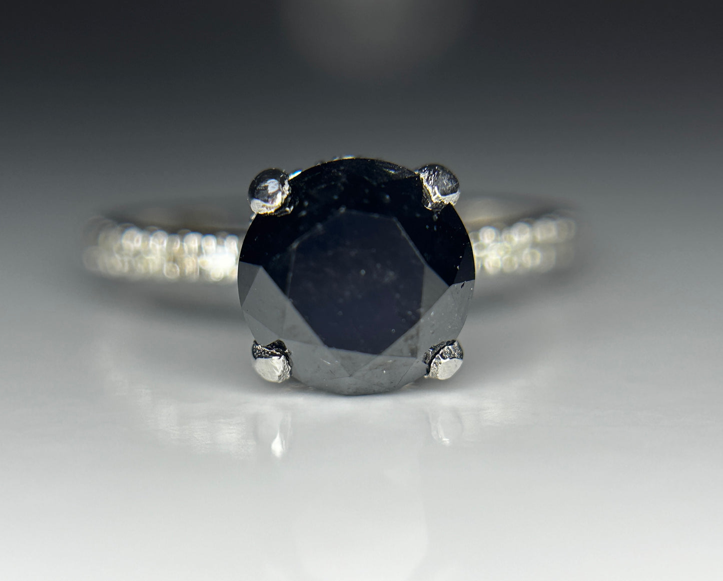 Beautiful Natural 2.64 CT Black Diamond Ring With Natural Diamonds & 18k Gold