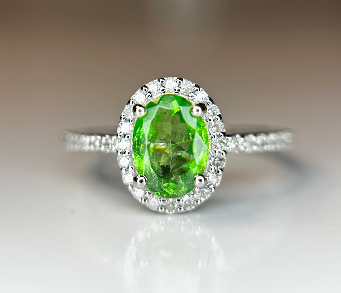 Beautiful 1.22 CT Natural Tsavorite Garnet With Natural Diamonds & 18k Gold