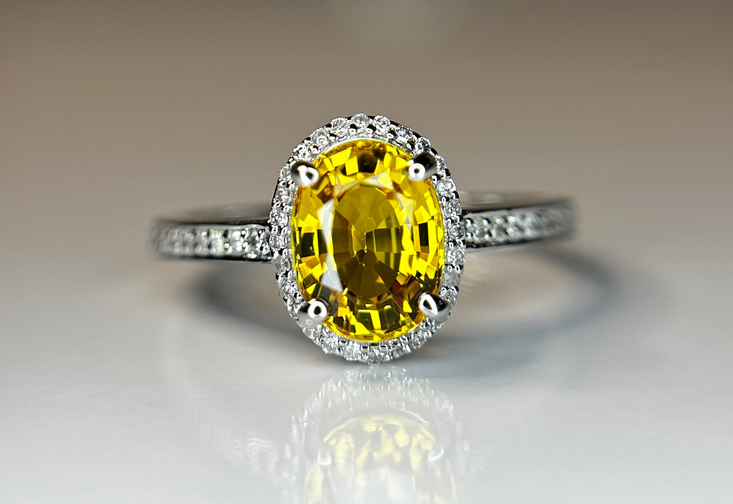 Beautiful 1.93 CT Unheated Bangkok Yellow Sapphire With Natural Diamonds & 18k Gold