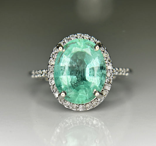 Beautiful 2.75 CT Untreated Columbian Natural Emerald Ring With Diamonds & 18k Gold