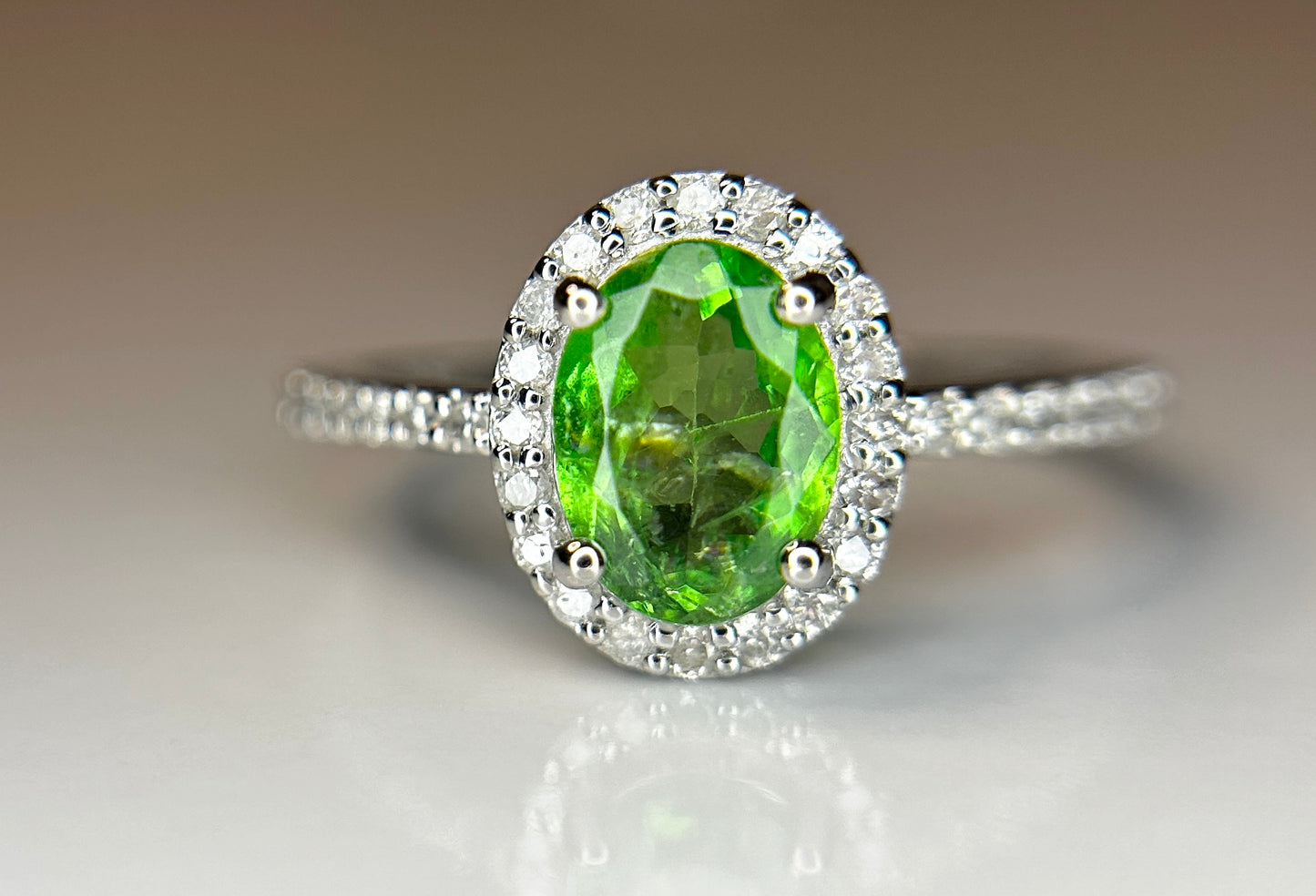 Beautiful 1.22 CT Natural Tsavorite Garnet With Natural Diamonds & 18k Gold