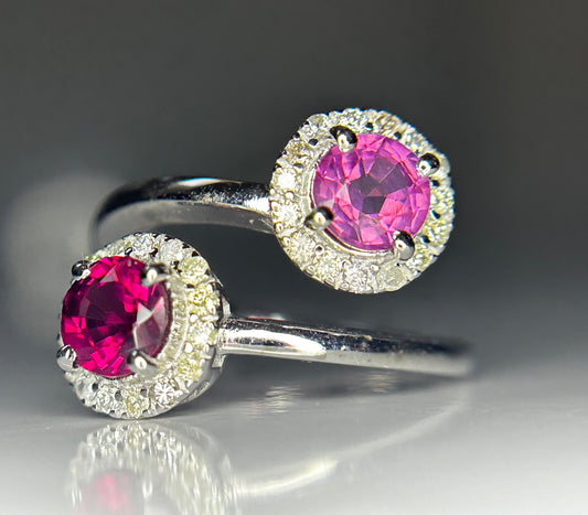 Beautiful Natural Spinel Ring With Diamonds and 18k Gold