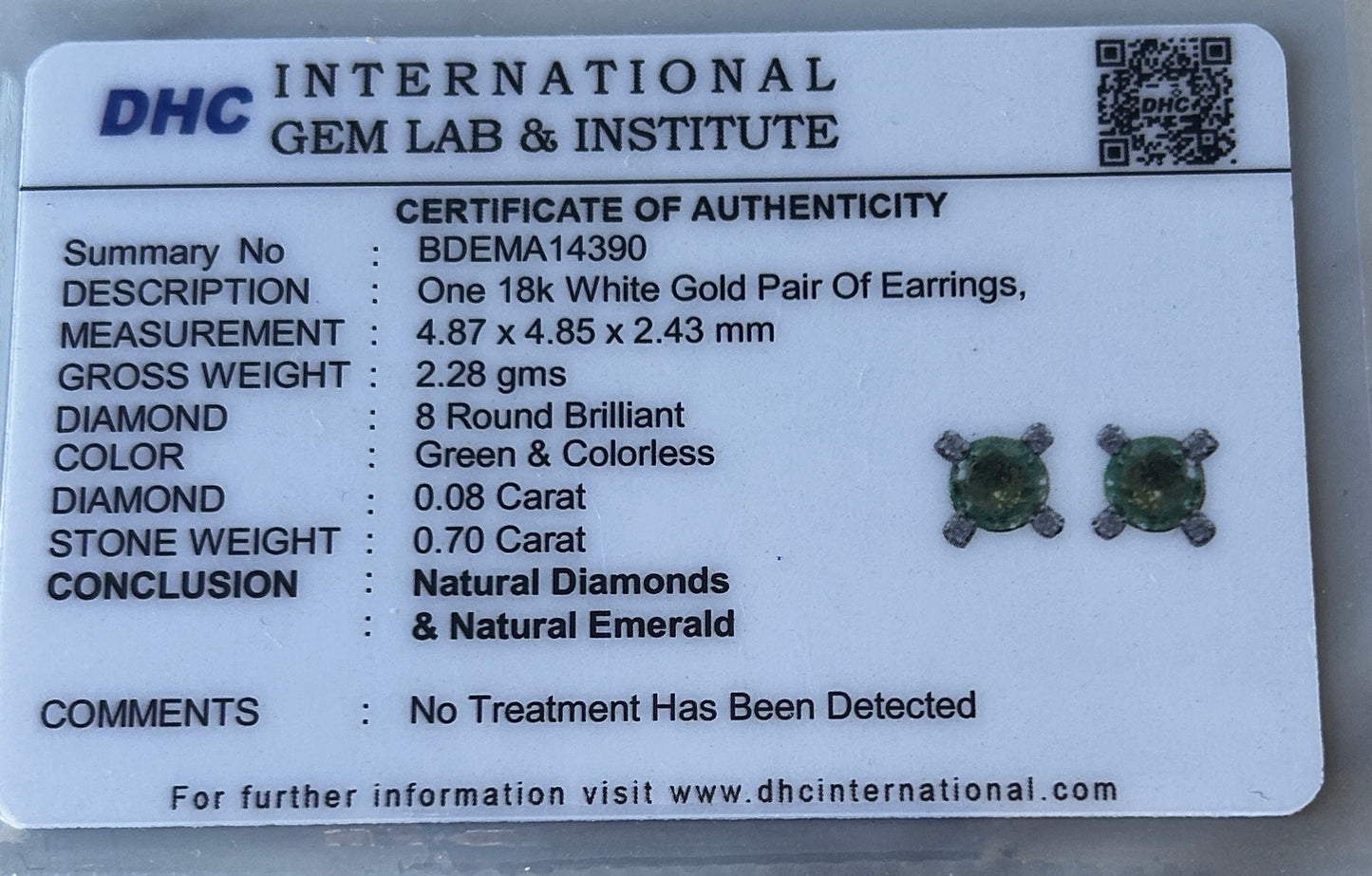 Beautiful 0.70 ct Natural Emerald Earrings With Natural Diamonds & 18k Gold