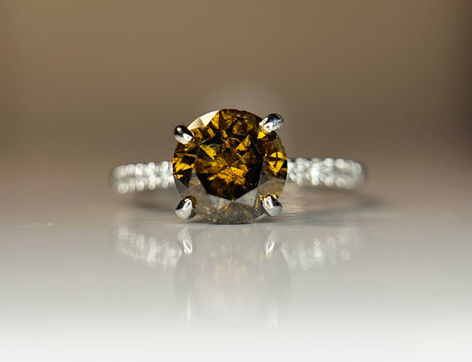 Beautiful 1.86ct Untreated Natural Champagne Solitaire Diamond & 18k Gold