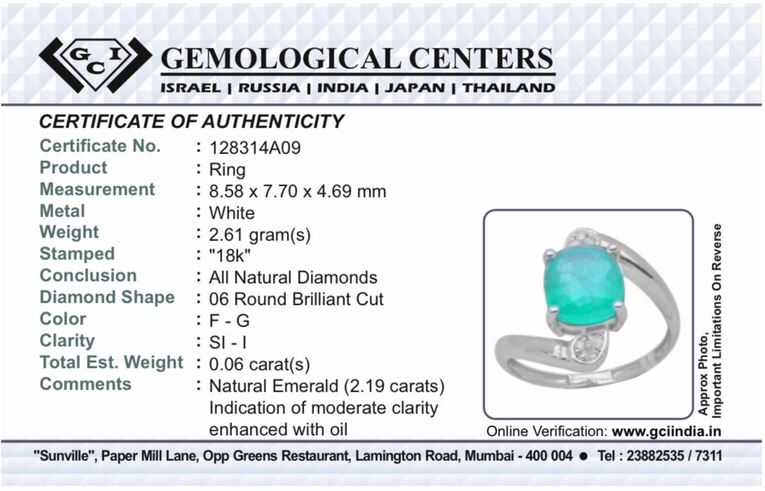 Beautiful Natural Emerald 2.19 Ct With Natural Diamonds & 18k Gold