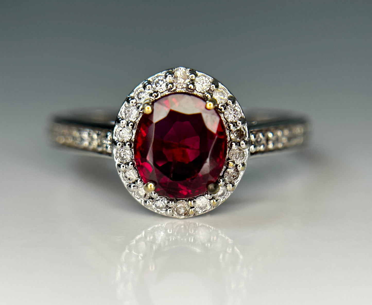 Natural Burma Ruby Unheated/Untreated With Natural Diamonds & 18k Gold