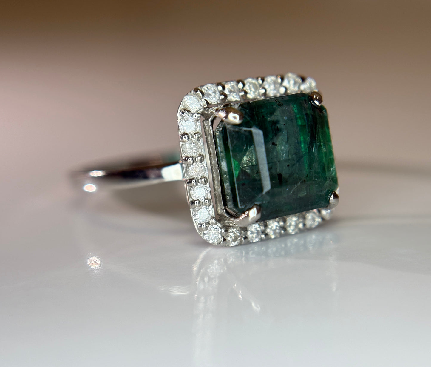 Beautiful 3.88 CT Natural Emerald Ring With Natural Diamonds & Platinum 950