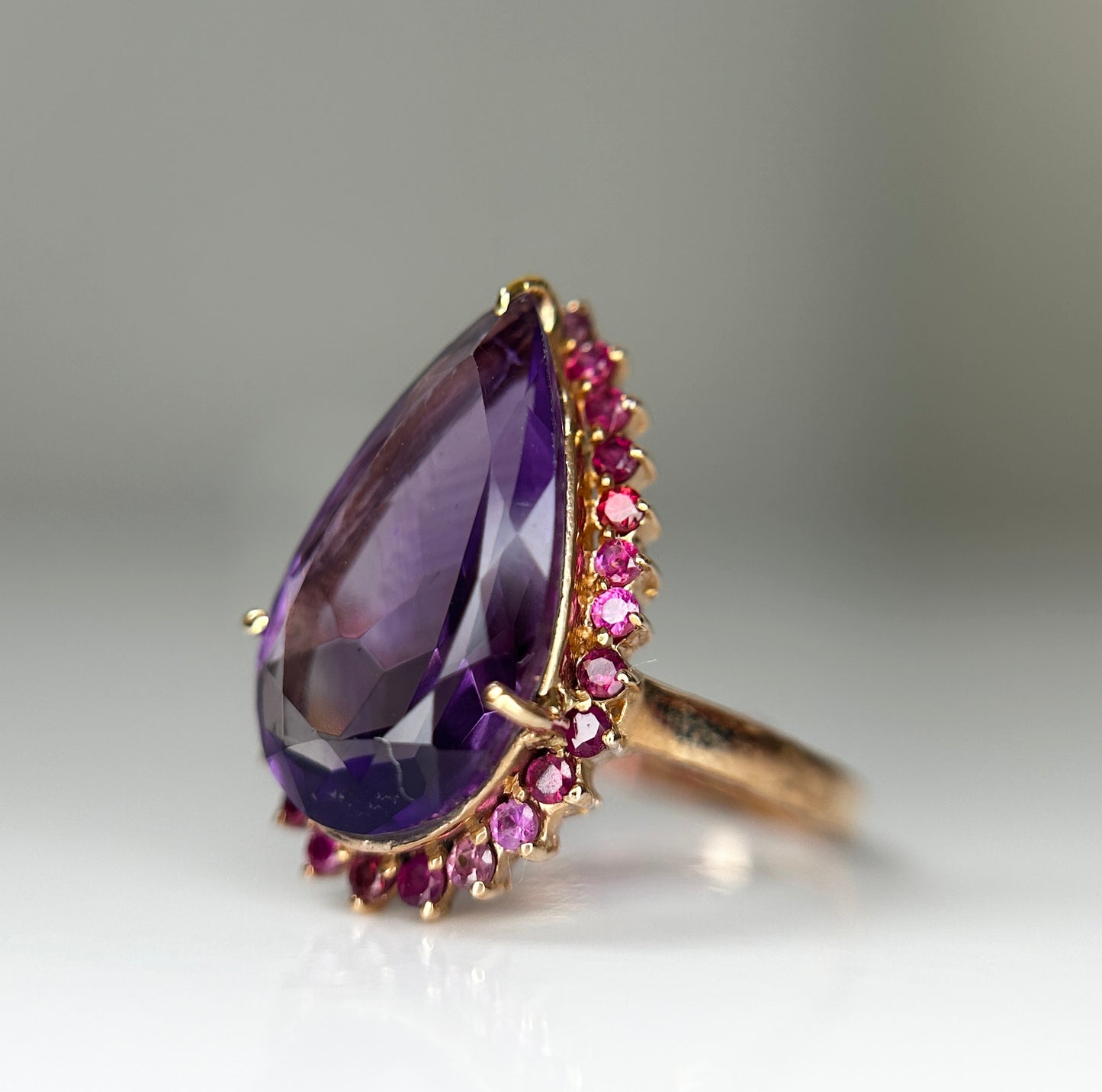 Beautiful Natural Amethyst 4.55Ct With Natural Burma Ruby & 18k Gold