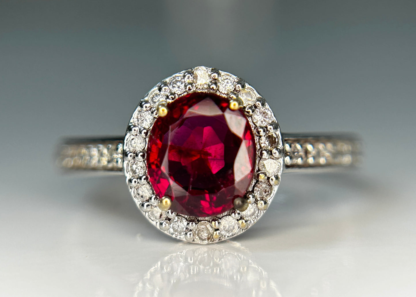 Natural Burma Ruby Unheated/Untreated With Natural Diamonds & 18k Gold