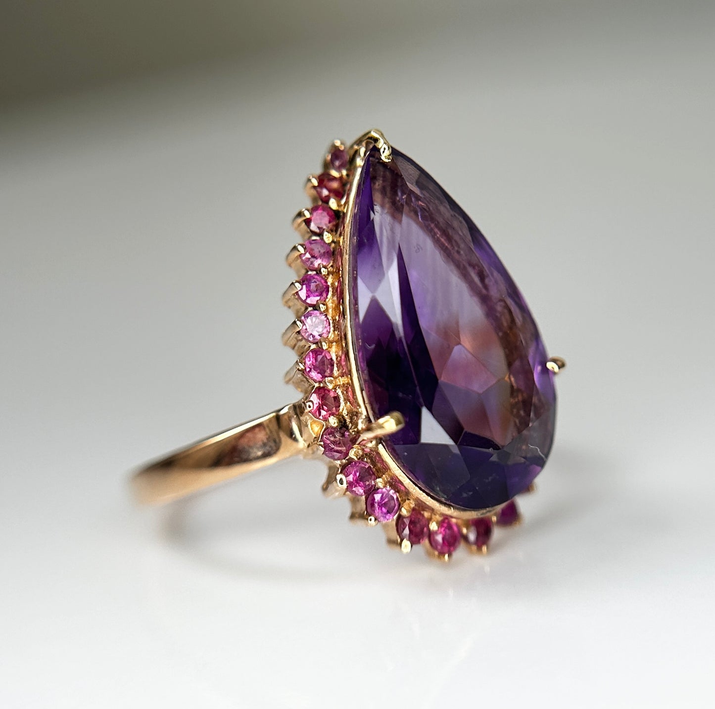 Beautiful Natural Amethyst 4.55Ct With Natural Burma Ruby & 18k Gold