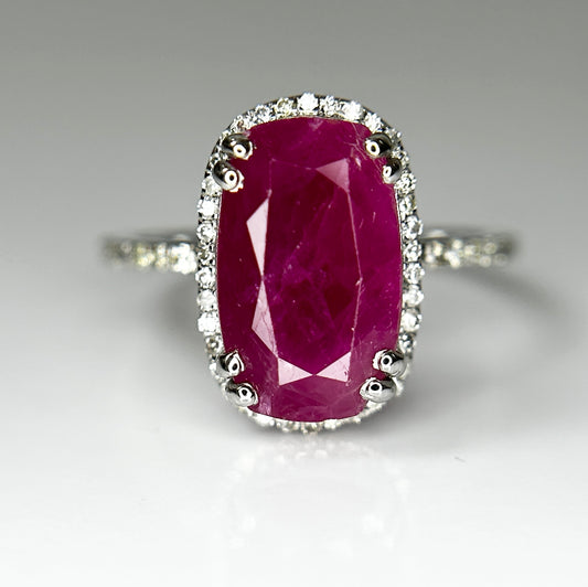 Natural Burma Ruby 4.12 Ct With Natural Diamonds & 18k Gold