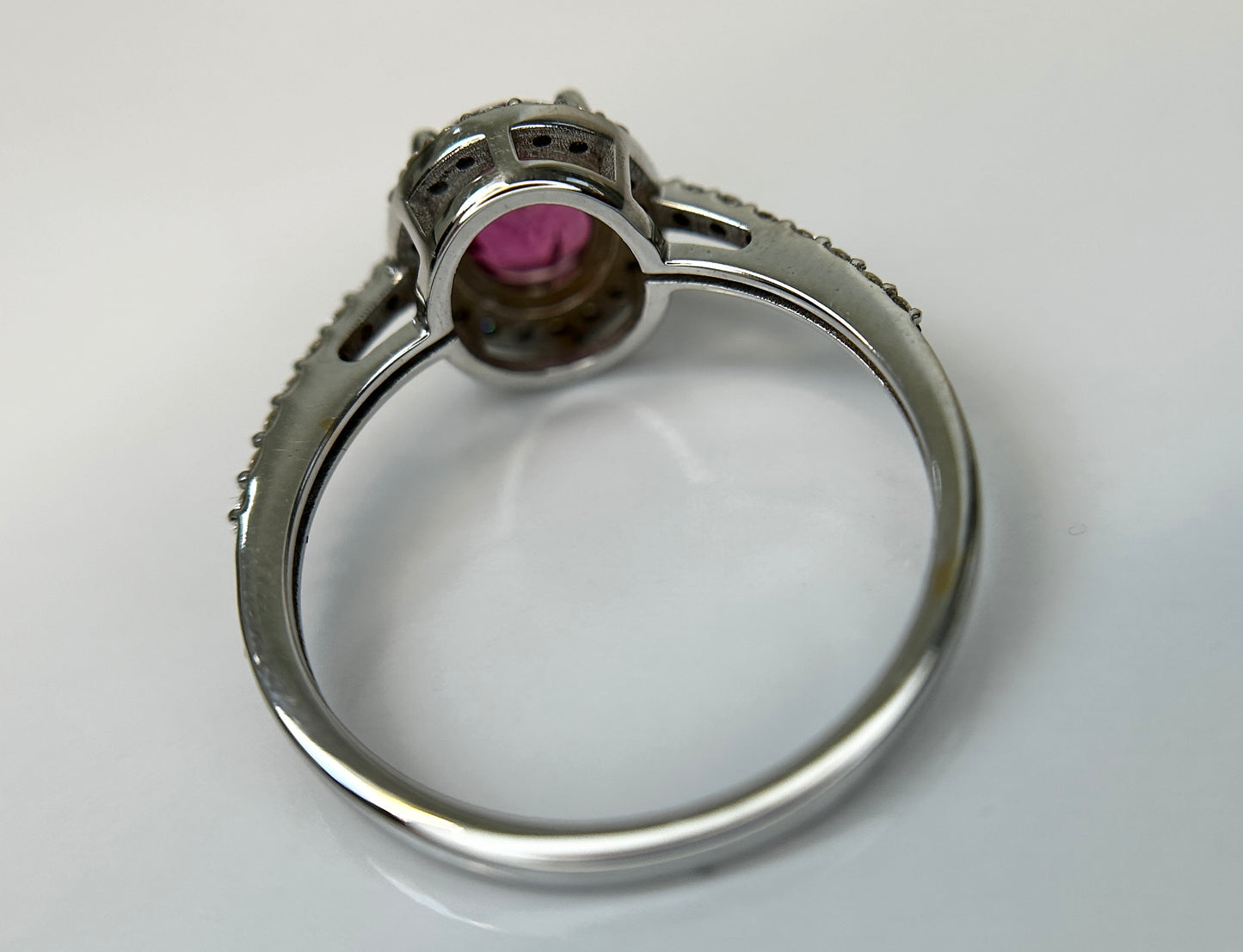 Beautiful Natural Tourmaline Rubellite Ring With Diamonds and 18k Gold