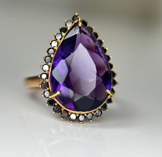 Beautiful Natural Amethyst 4.38ct With Natural Black Diamond & 18k Gold