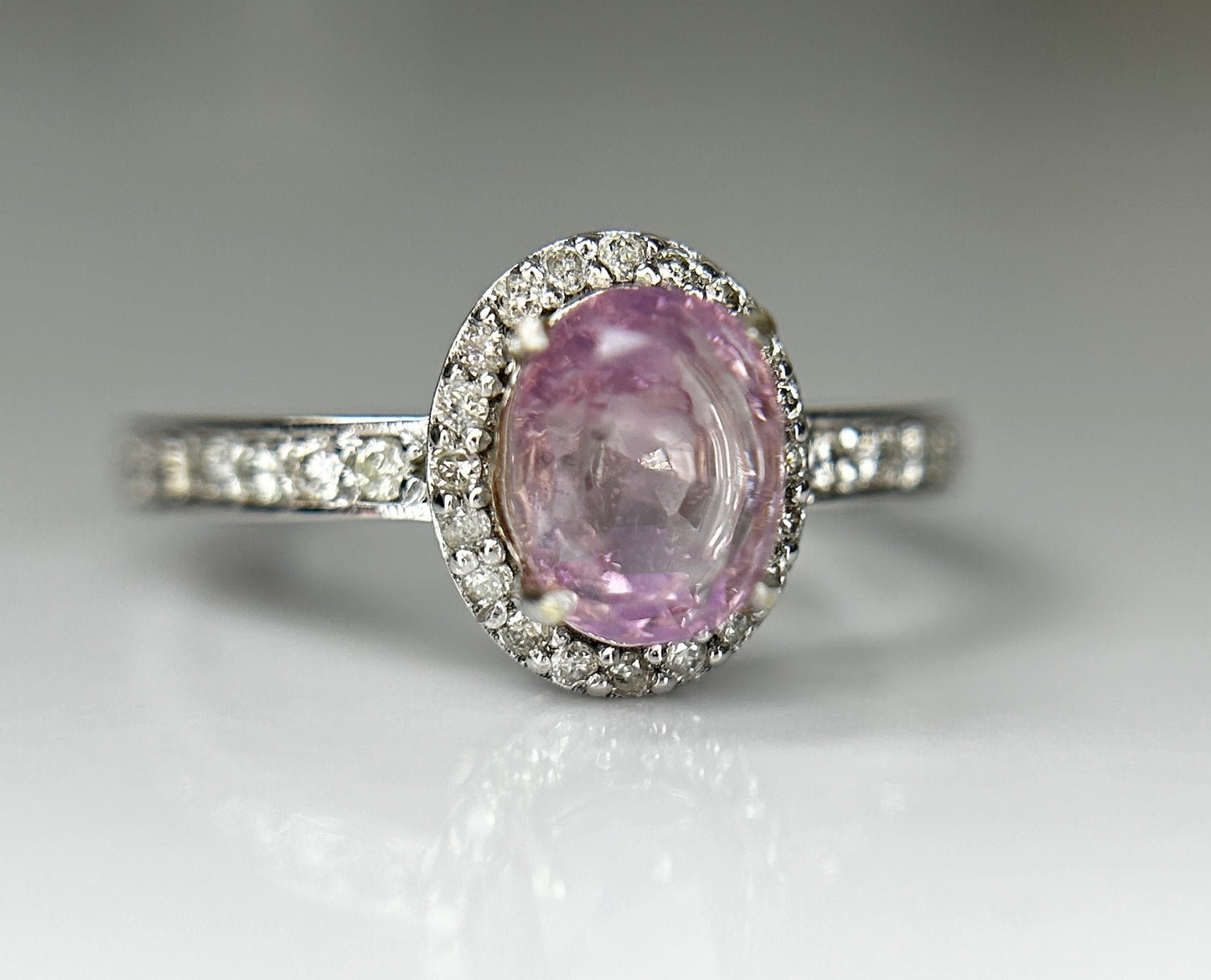 Beautiful Unheated/Untreated Ceylon Pink Sapphire With Diamonds & 18k White Gold