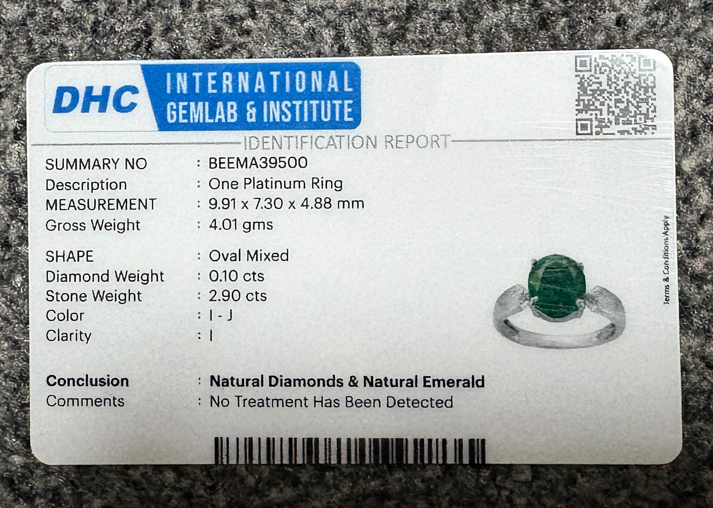 Beautiful 2.90 CT Natural Emerald Ring With Natural Diamonds & Platinum 950