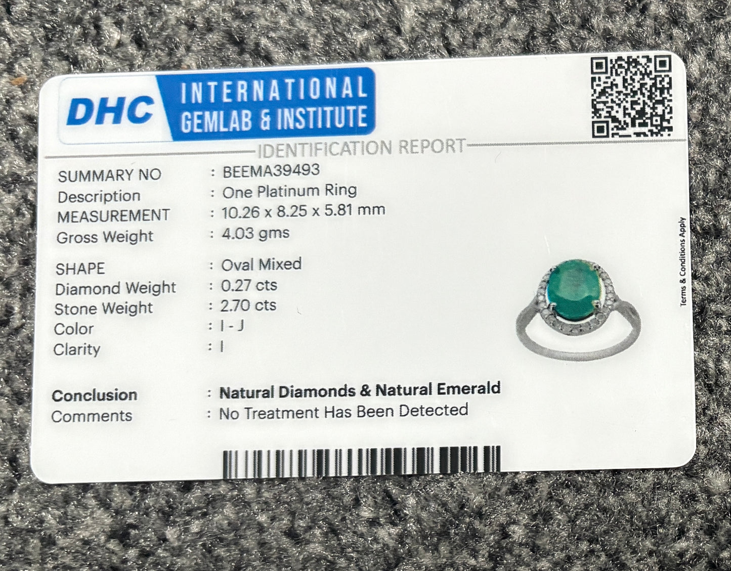 Beautiful 2.70 CT Natural Emerald Ring With Natural Diamonds & Platinum 950