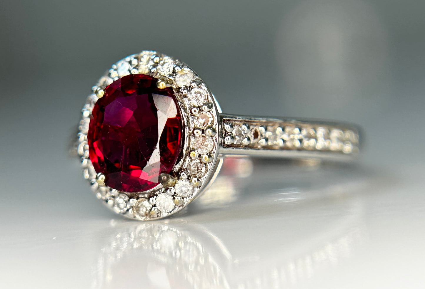 Natural Burma Ruby Unheated/Untreated With Natural Diamonds & 18k Gold